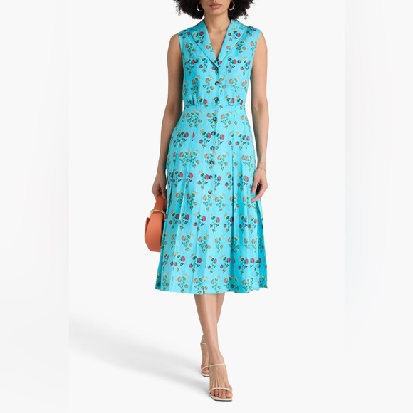 boden blue linen dress Boden Women's Ivy Placket Linen Midi Dress in Blue main image 1